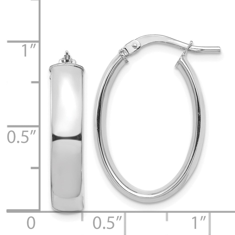 14k White Gold 16.77 mm Oval Hoop Earrings (2.31 grams)