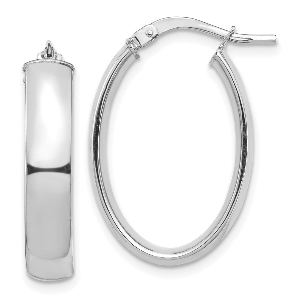14k White Gold 16.77 mm Oval Hoop Earrings (2.31 grams)