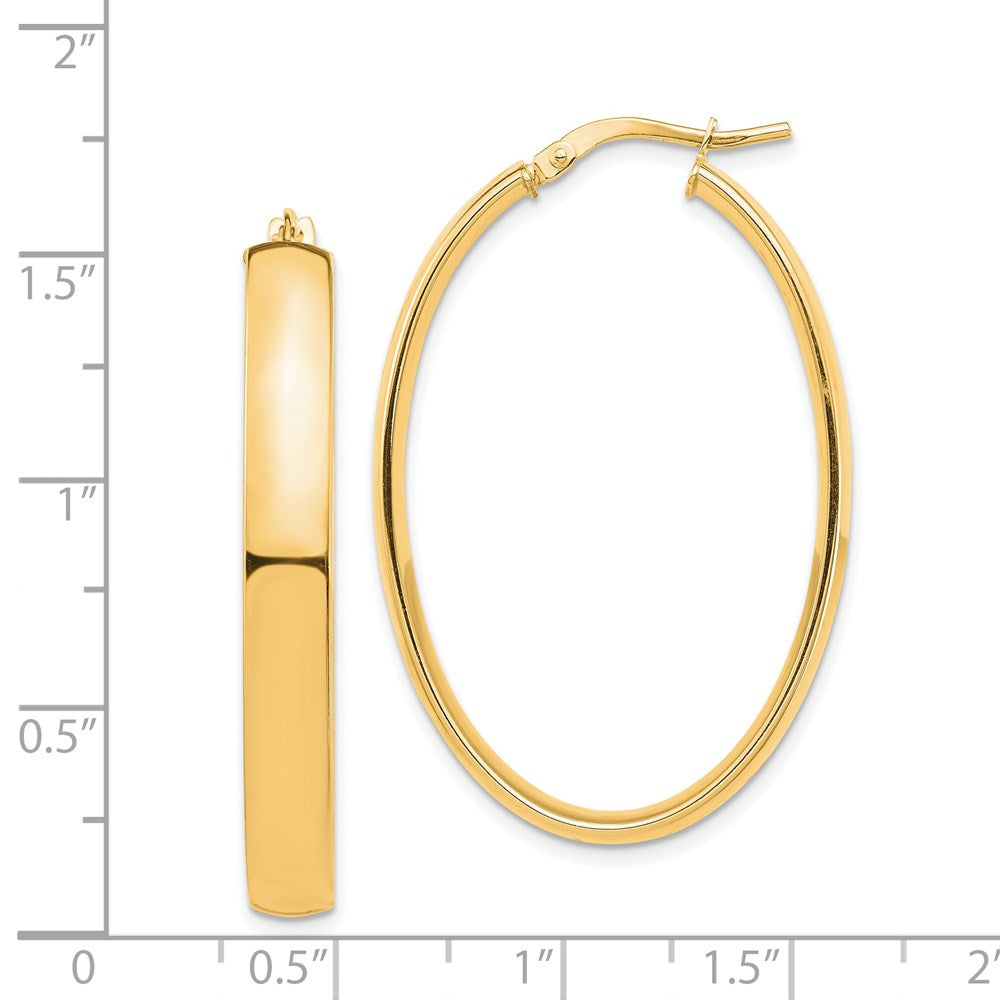 14k Yellow Gold 26.23 mm Oval Hoop Earrings (3.24 grams)