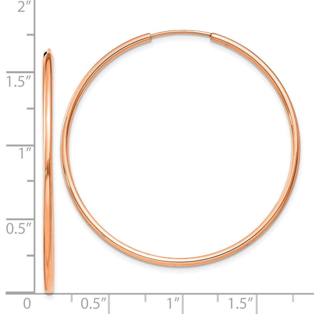 14k Rose Gold 40.5 mm Polished Endless Hoop Earrings (1.65 grams)