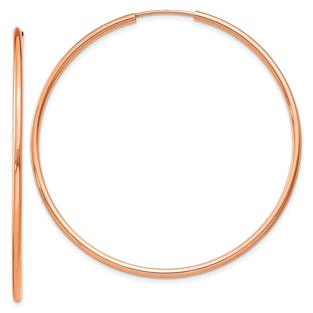 14k Rose Gold 45.5 mm Polished Endless Hoop Earrings (1.92 grams)