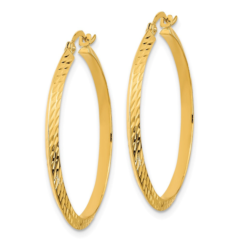 14k Yellow Gold 31.75 mm Polished Diamond-Cut Hoop Earrings (1.76 grams)