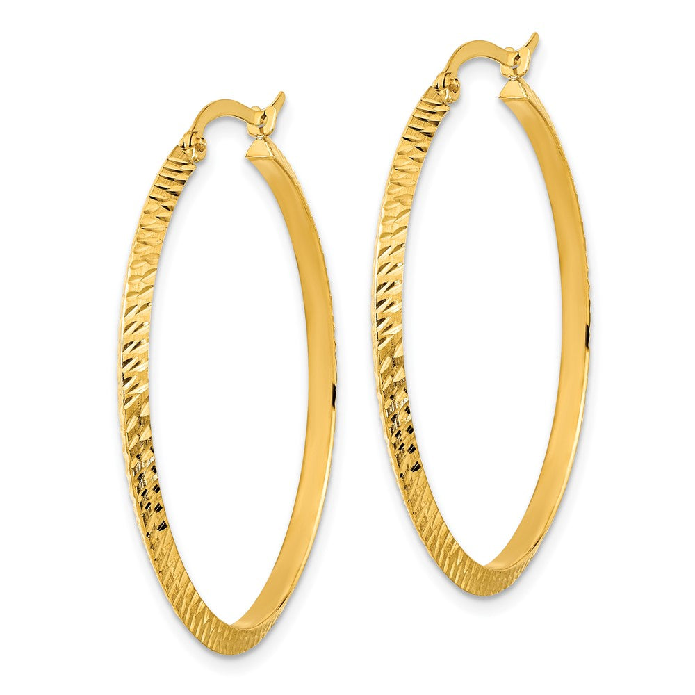 14k Yellow Gold 38 mm Polished Diamond-Cut Hoop Earrings (2.14 grams)