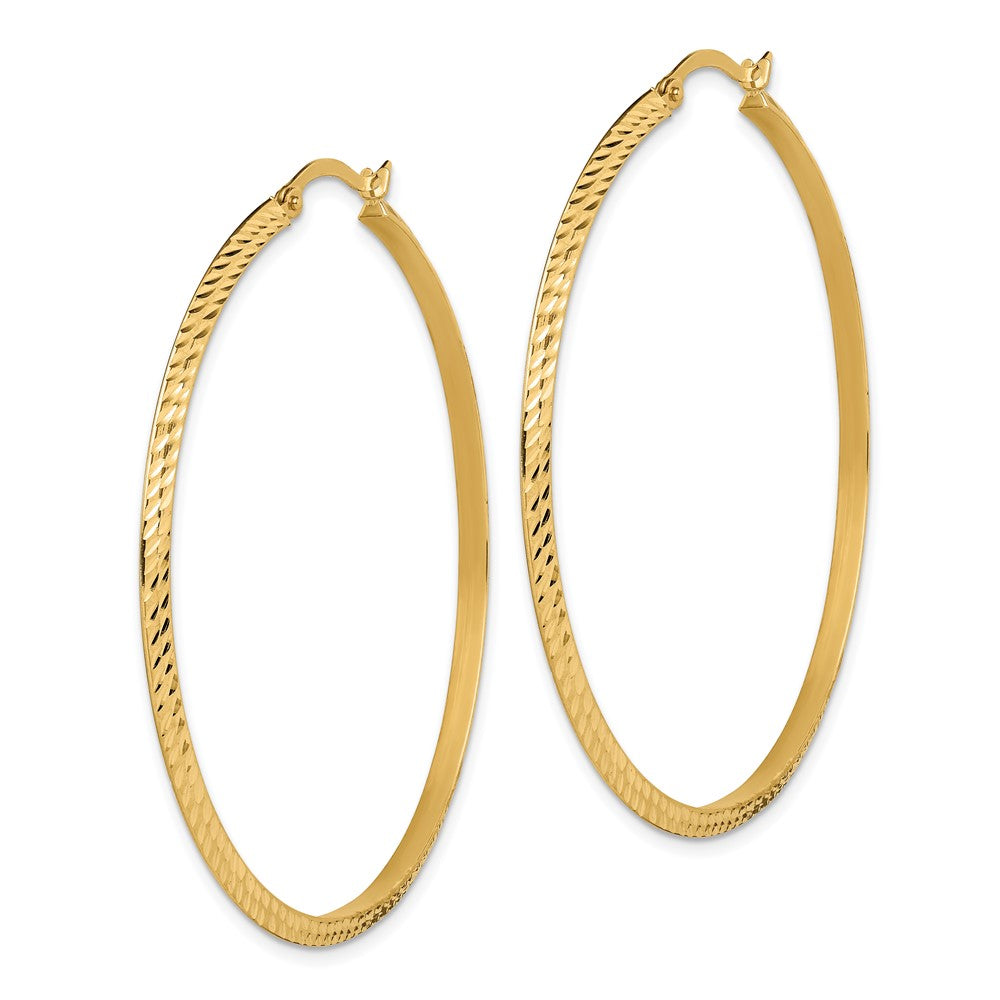 14k Yellow Gold 50 mm Polished Diamond-Cut Hoop Earrings (3.06 grams)