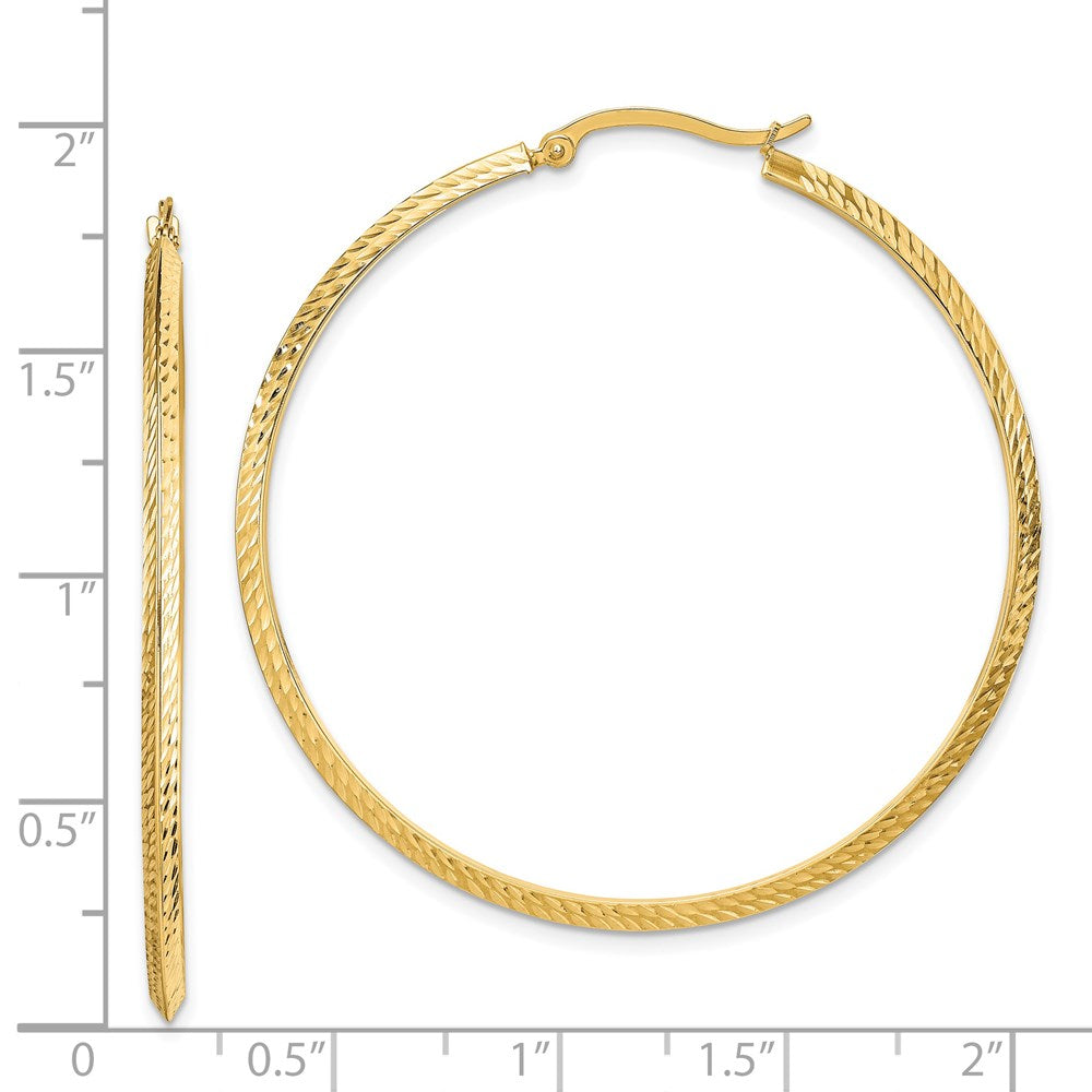 14k Yellow Gold 50 mm Polished Diamond-Cut Hoop Earrings (3.06 grams)