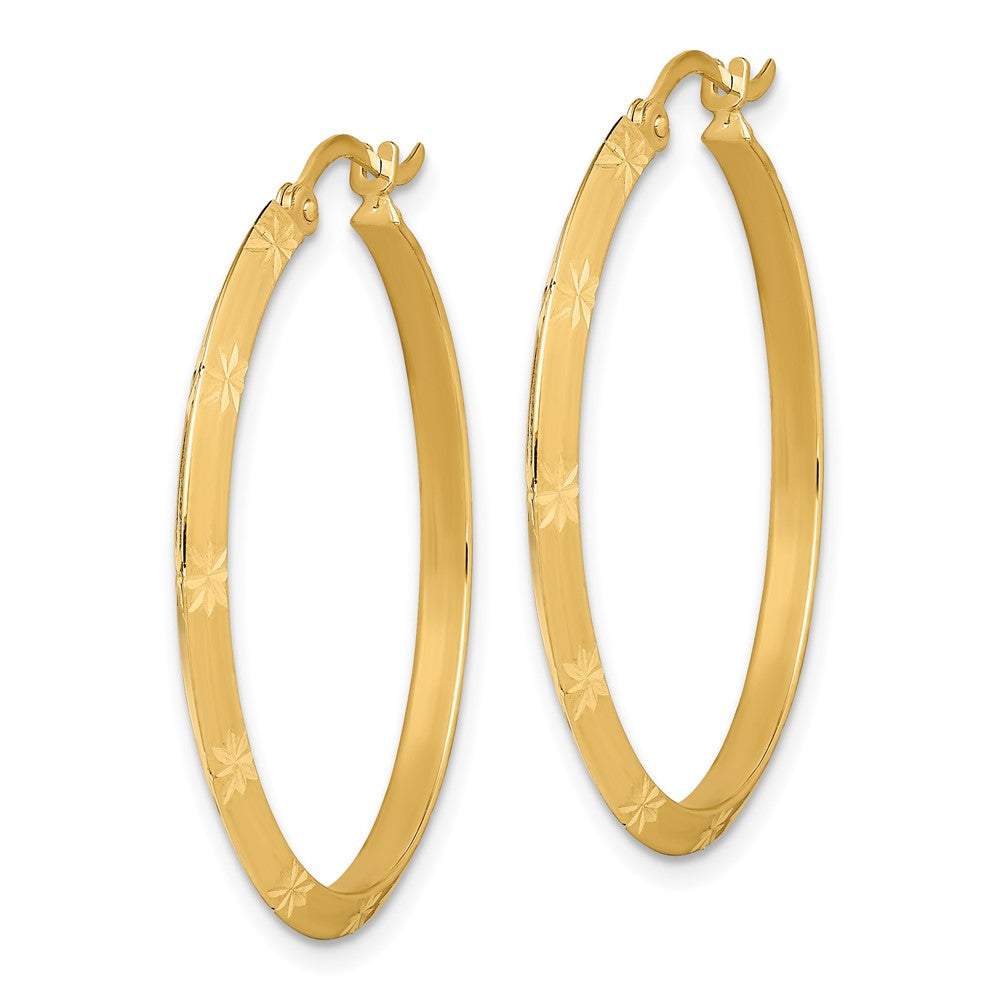 14k Yellow Gold 32.75 mm Polished Diamond-Cut Hoop Earrings (2.16 grams)