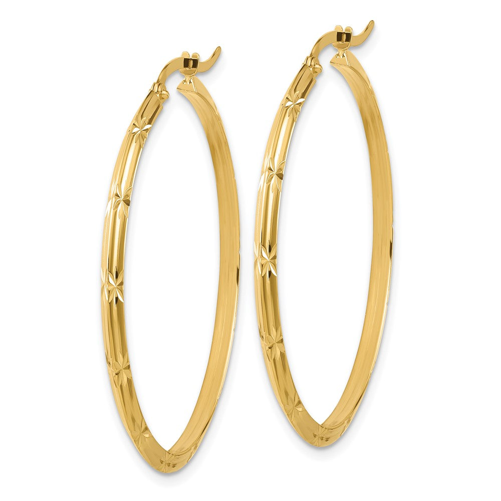 14k Yellow Gold 38 mm Polished Diamond-Cut Hoop Earrings (2.42 grams)