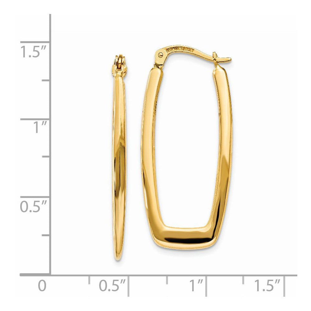 14k Yellow Gold 14.5 mm Rectangle Hoop Earrings (1.88 grams)
