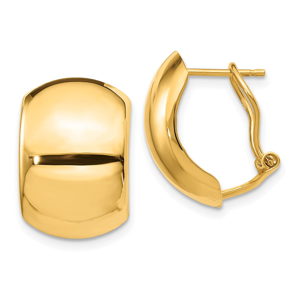 14k Yellow Gold 11.94 mm Polished Omega Back Earrings (2.81 grams)
