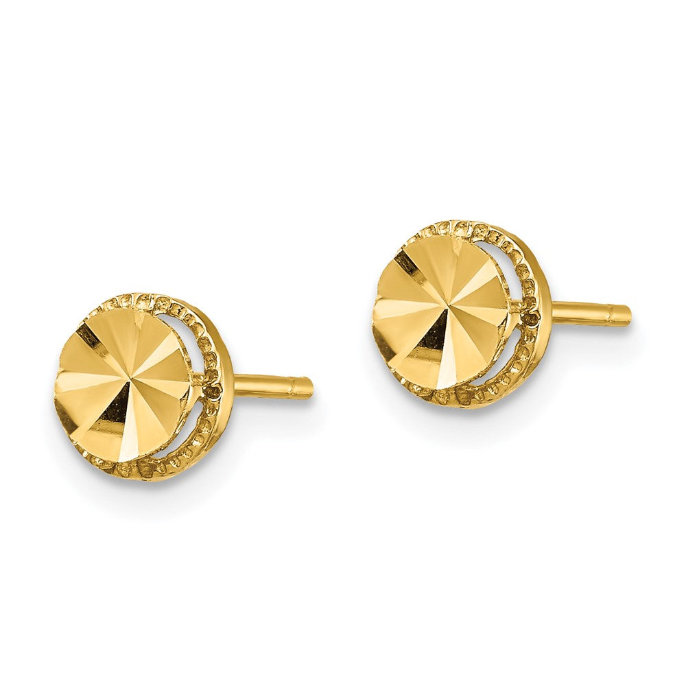 14k Yellow Gold 6.25 mm Diamond-Cut Round Post Earrings (0.98 grams)