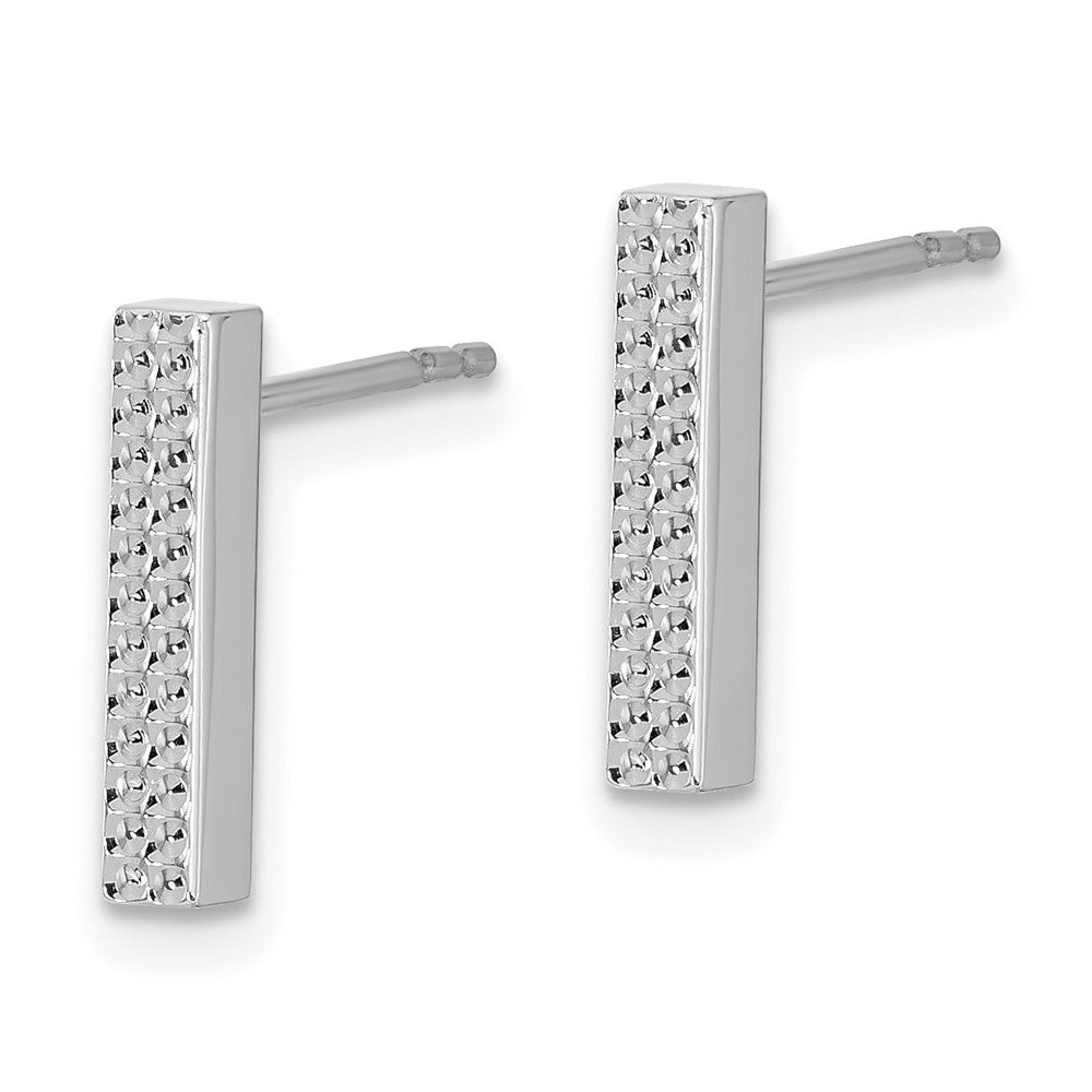 14k White Gold 2.55 mm Textured Bar Post Earrings (1.16 grams)
