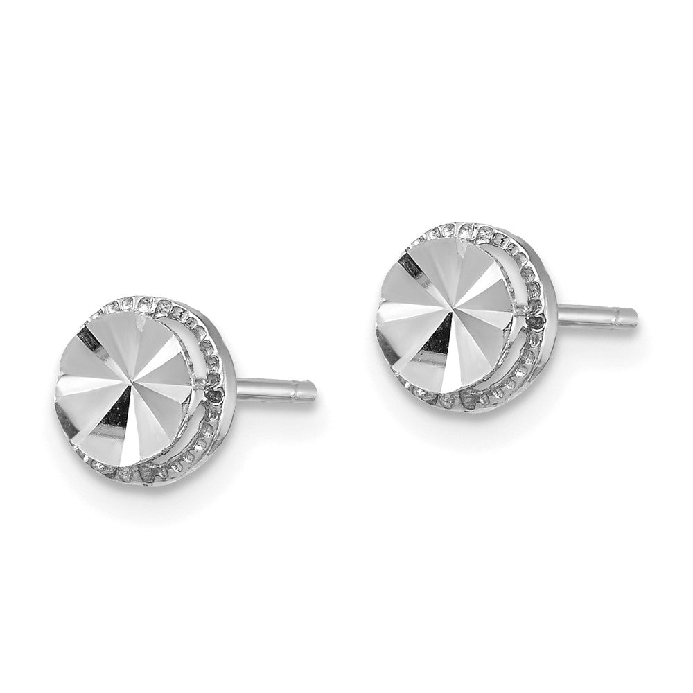 14k White Gold 6.25 mm Diamond-Cut Round Post Earrings (0.97 grams)