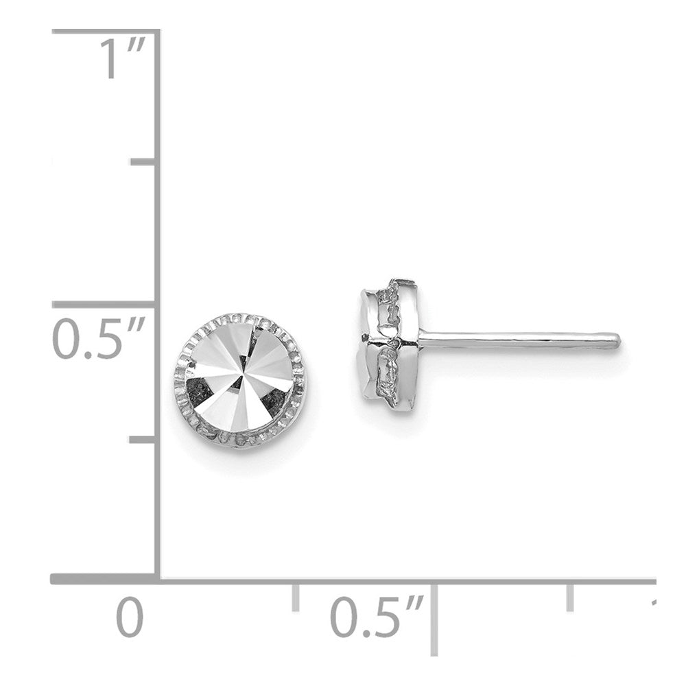 14k White Gold 6.25 mm Diamond-Cut Round Post Earrings (0.97 grams)