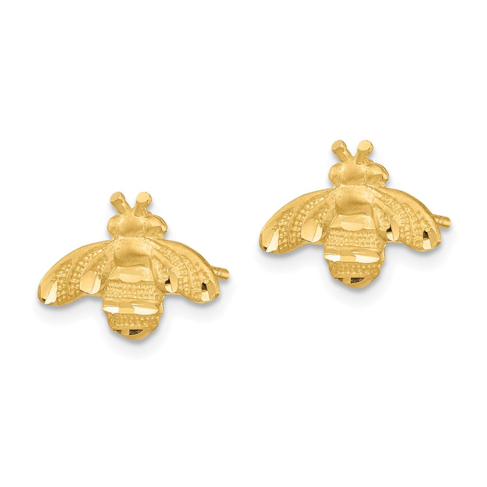 14k Yellow Gold 12.62 mm D/C Bee Post Earrings (1.28 grams)