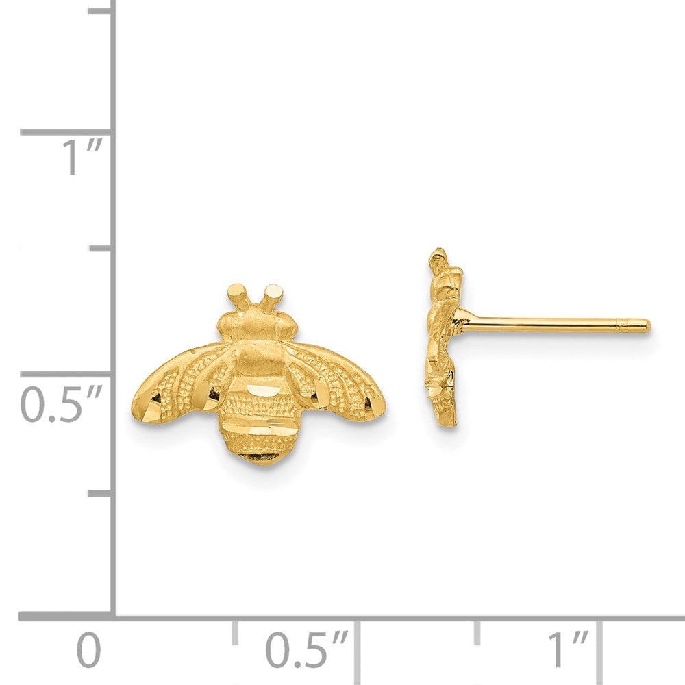 14k Yellow Gold 12.62 mm D/C Bee Post Earrings (1.28 grams)