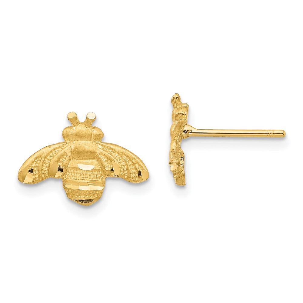 14k Yellow Gold 12.62 mm D/C Bee Post Earrings (1.28 grams)