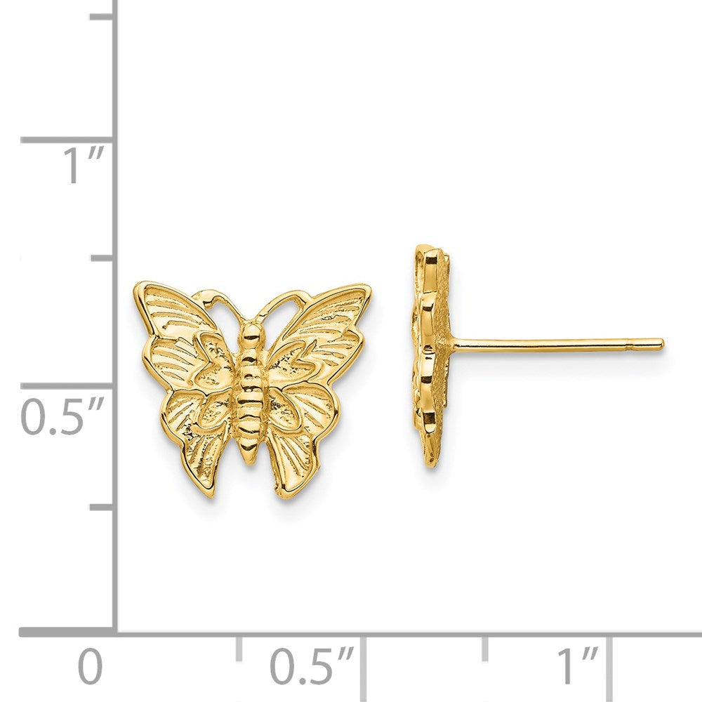 14k Yellow Gold 12.45 mm Polished Butterfly Post Earrings (1.86 grams)
