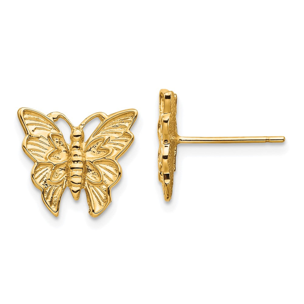 14k Yellow Gold 12.45 mm Polished Butterfly Post Earrings (1.86 grams)