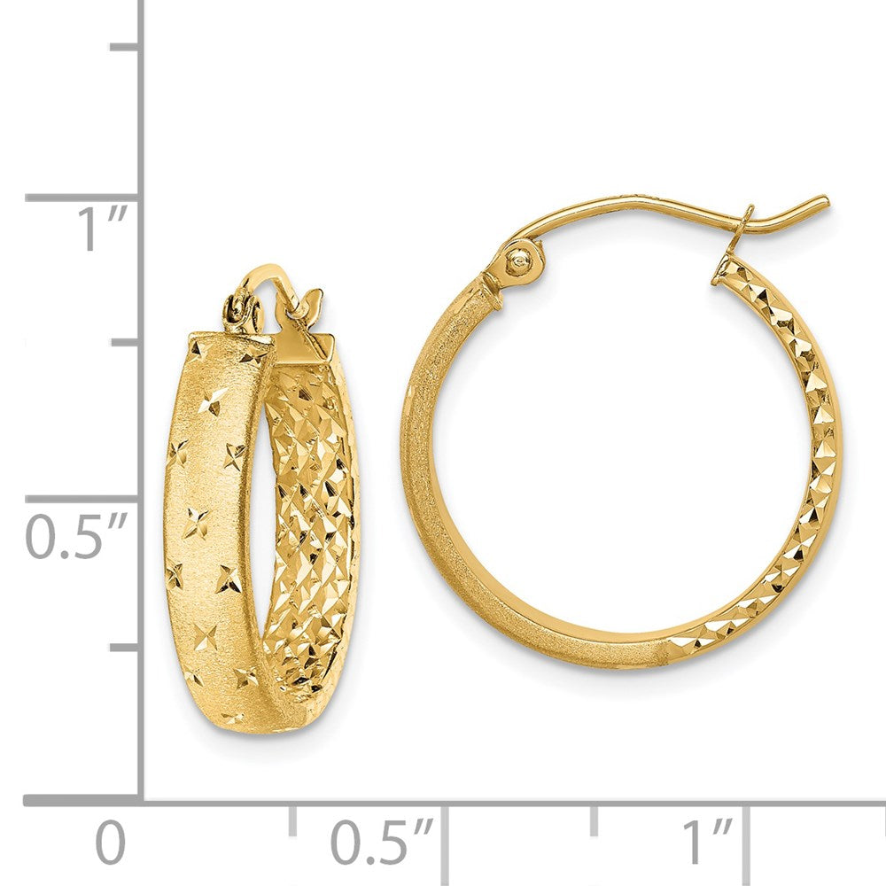 14k Yellow Gold 4 mm Polished Diamond-cut In/Out Hoop Earrings (1.76 grams)