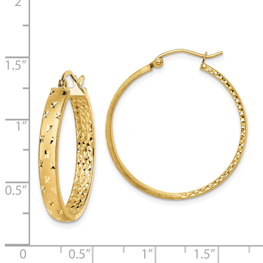 14k Yellow Gold 4 mm Polished Diamond-cut In/Out Hoop Earrings (2.75 grams)