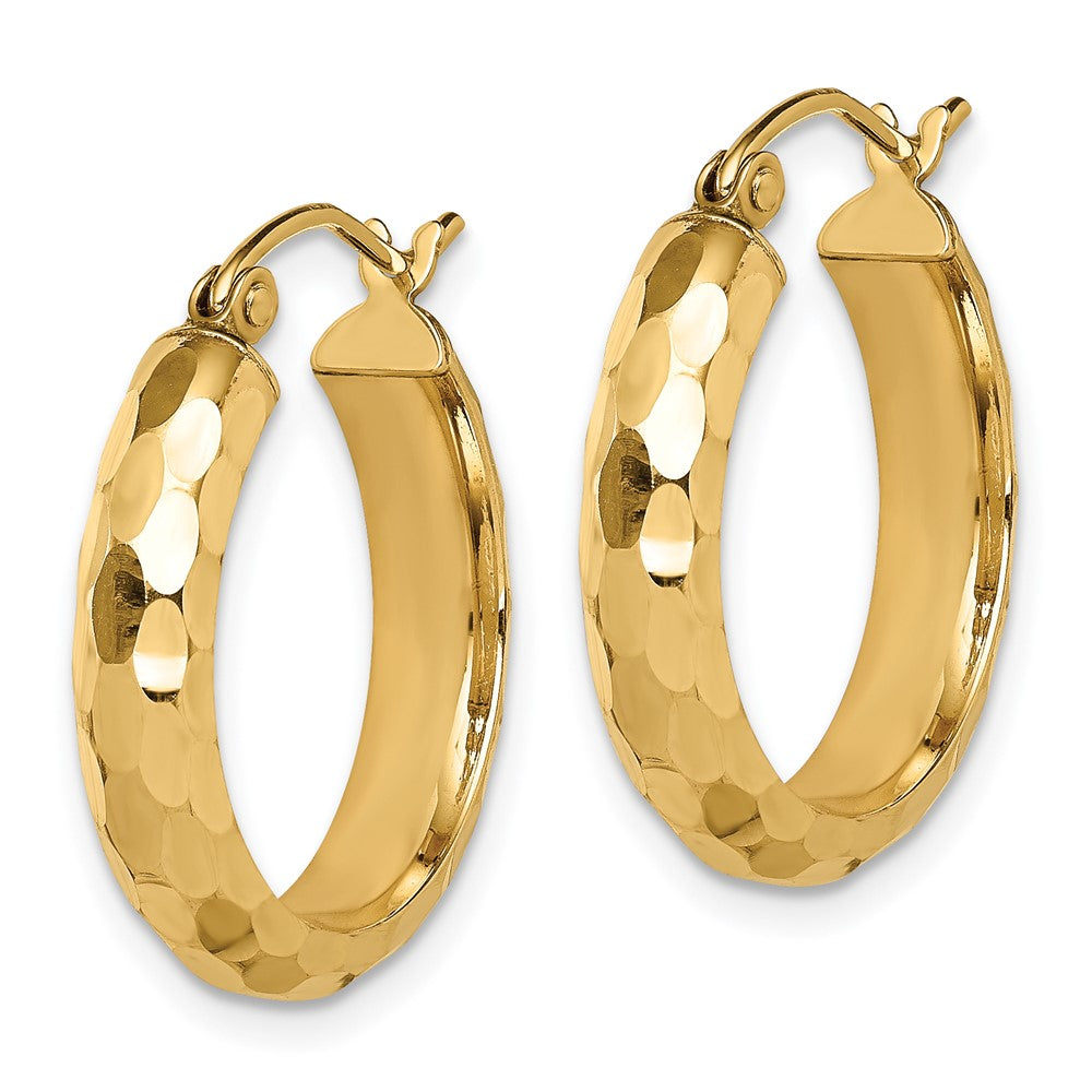 14k Yellow Gold 4 mm Diamond-cut Hoop Earrings (1.72 grams)