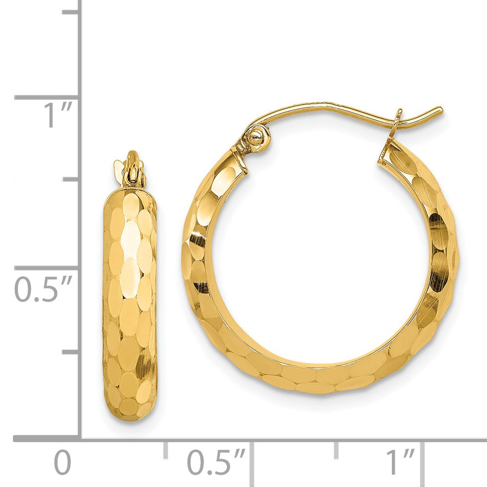14k Yellow Gold 4 mm Diamond-cut Hoop Earrings (1.72 grams)