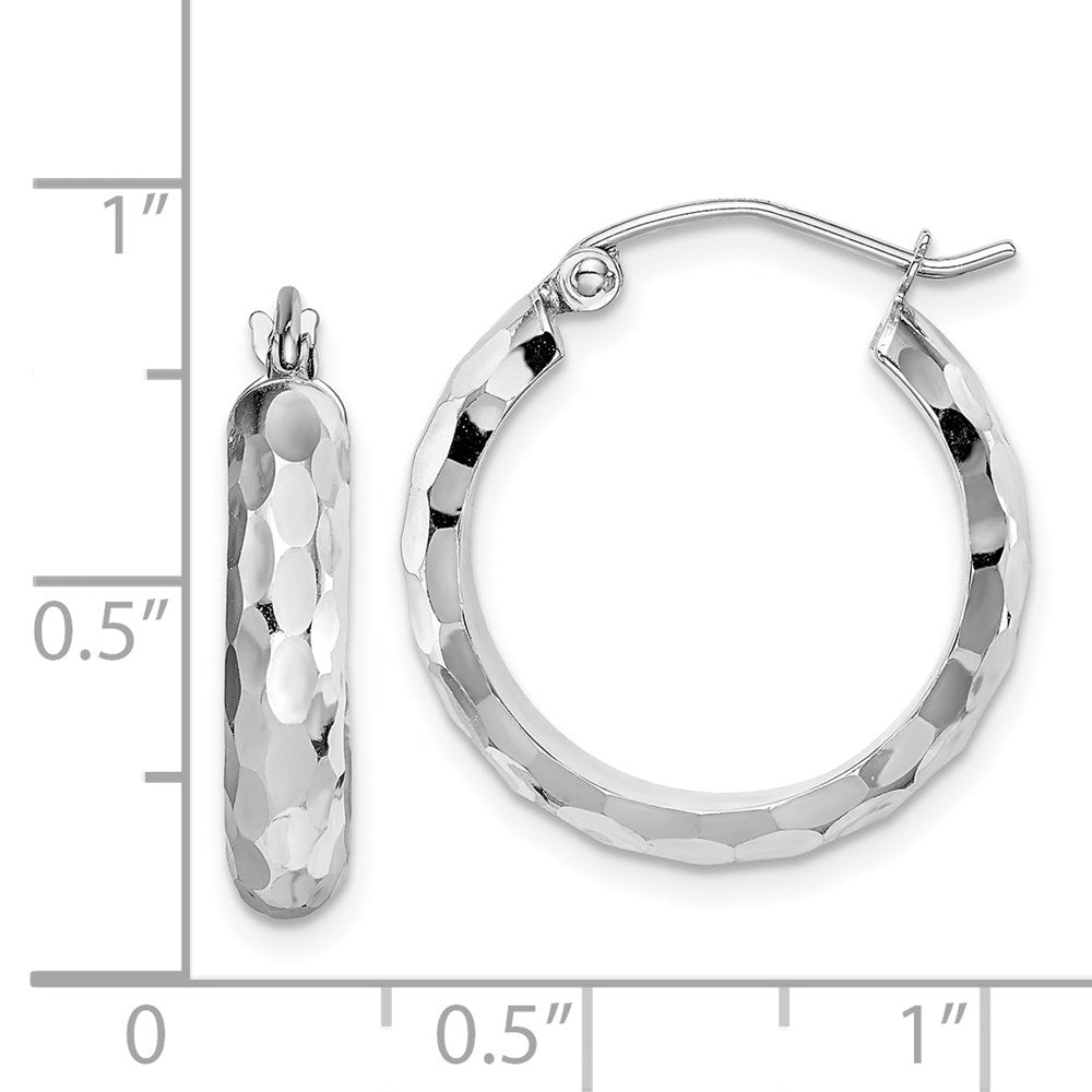 14k White Gold 4 mm Diamond-cut Hoop Earrings (1.69 grams)