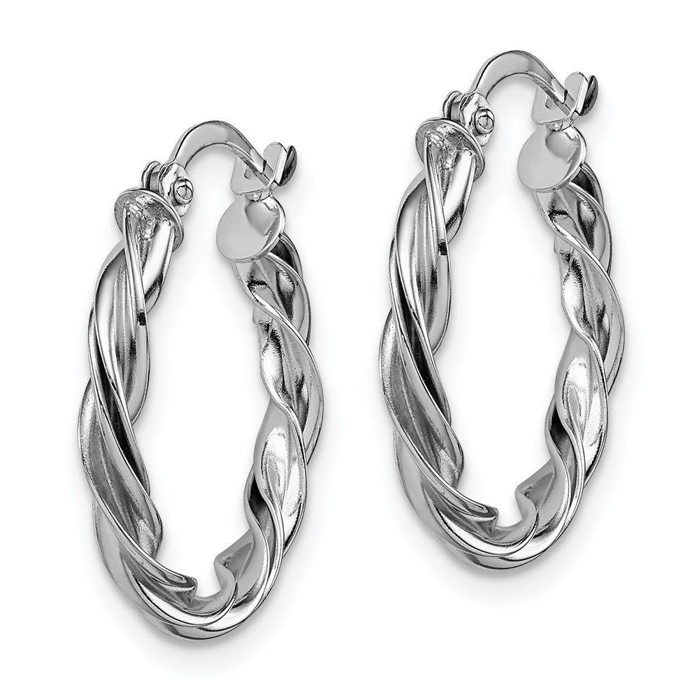 14k White Gold 19.25 mm Polished White Gold Twisted Hoop Earrings (1.64 grams)