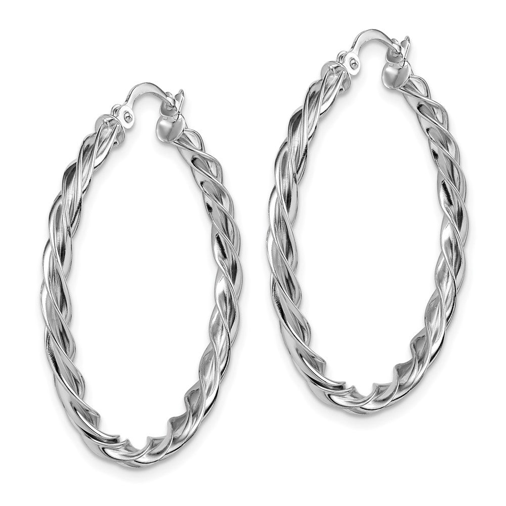 14k White Gold 32 mm Twisted Hoop Earrings (2.94 grams)