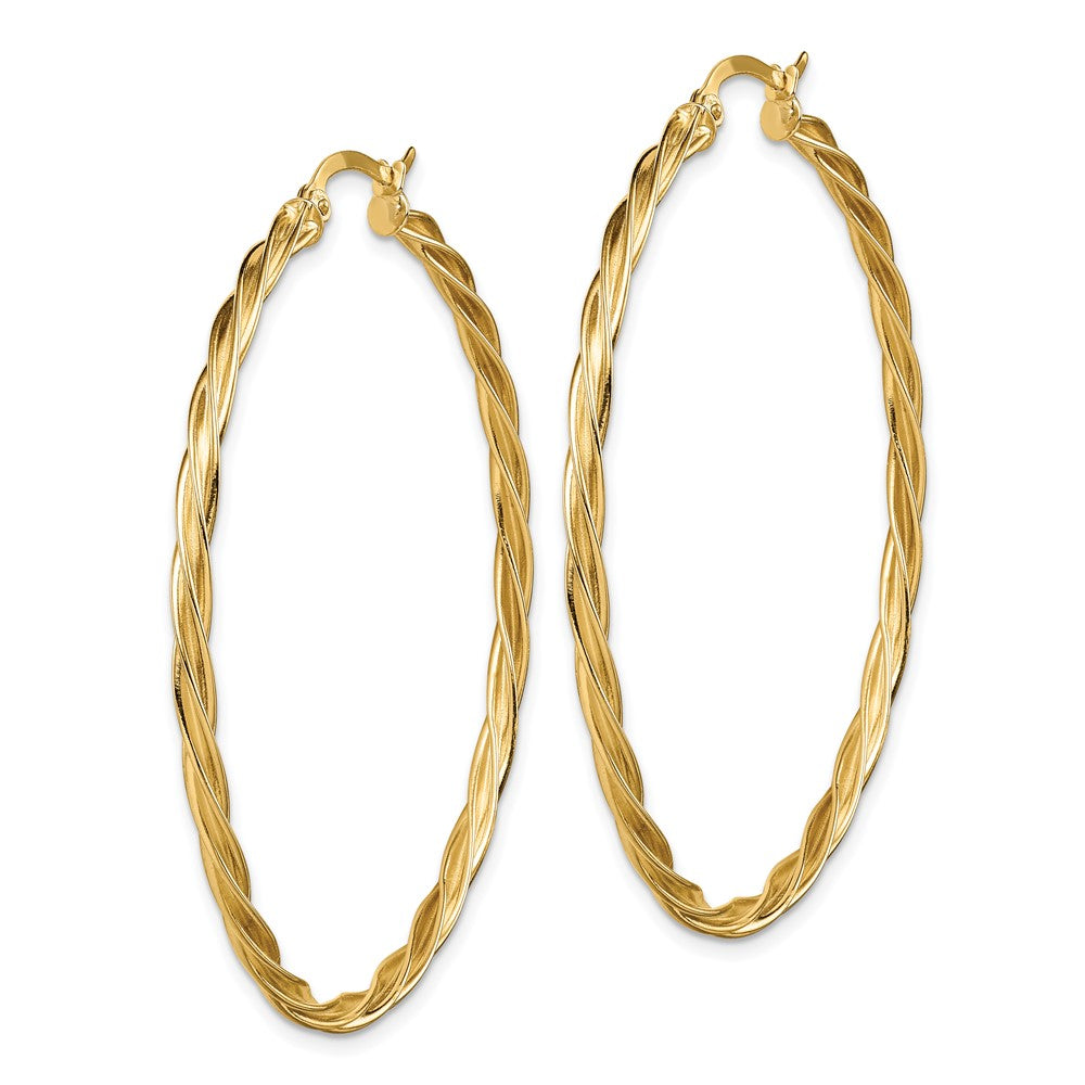 14k Yellow Gold 49.5 mm Twisted Hoop Earrings (4.69 grams)