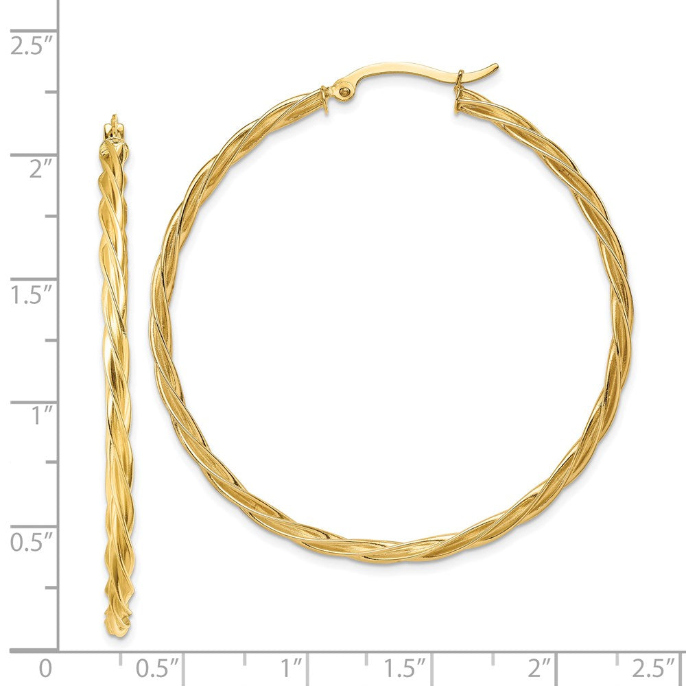 14k Yellow Gold 49.5 mm Twisted Hoop Earrings (4.69 grams)
