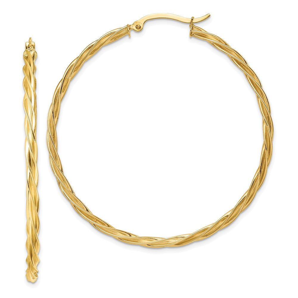 14k Yellow Gold 49.5 mm Twisted Hoop Earrings (4.69 grams)