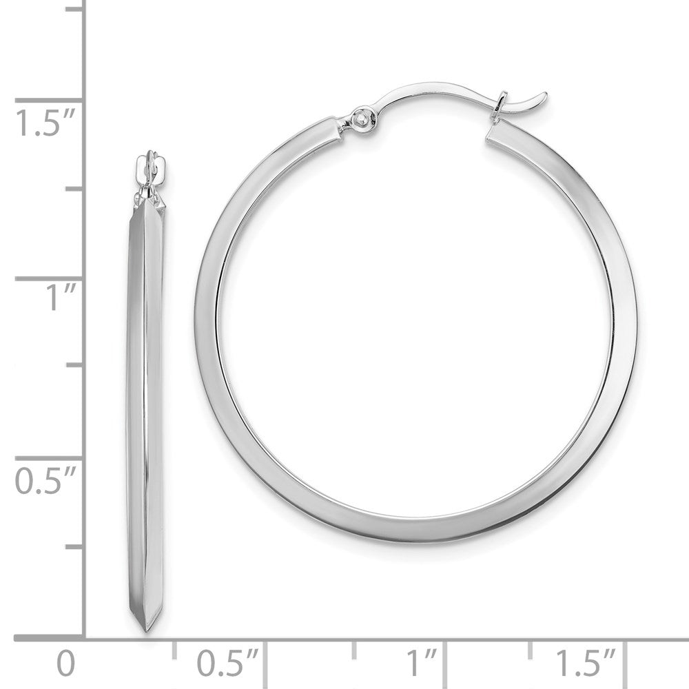 14k White Gold 31.75 mm Polished Hoop Earrings (1.92 grams)