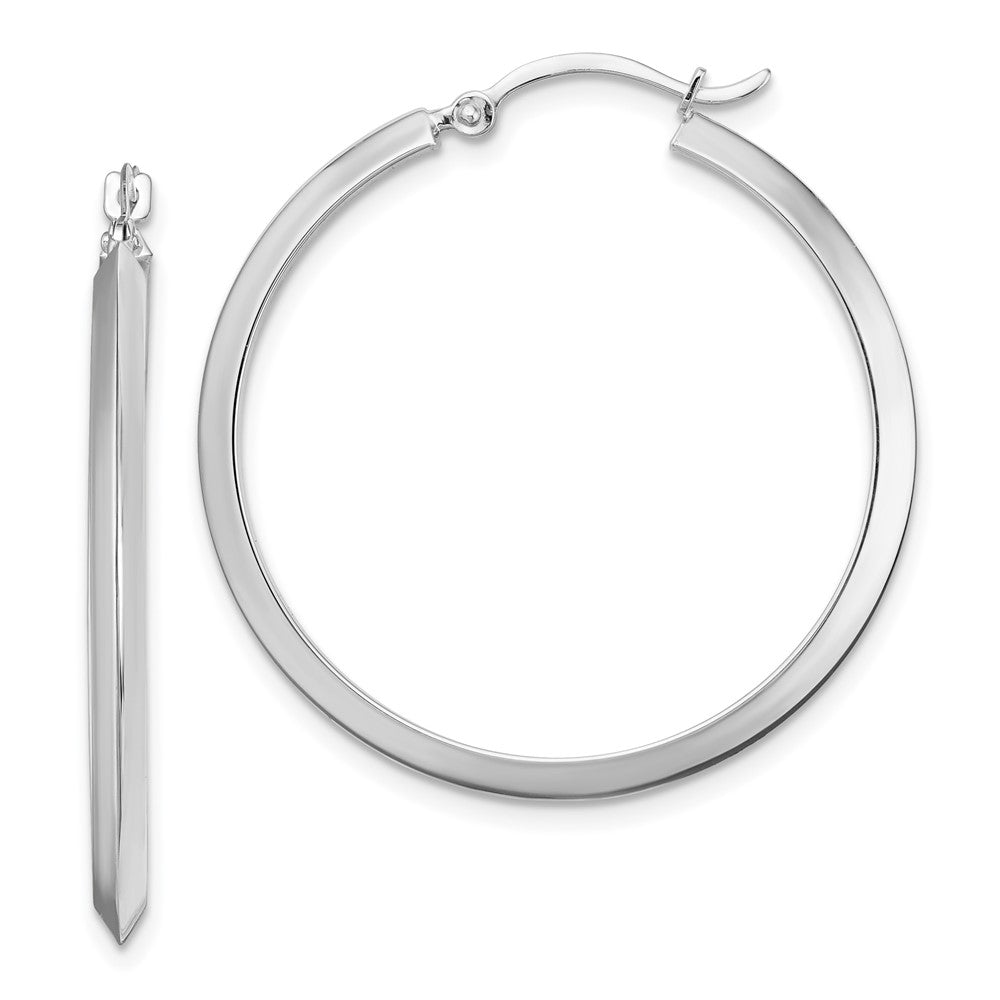 14k White Gold 31.75 mm Polished Hoop Earrings (1.92 grams)
