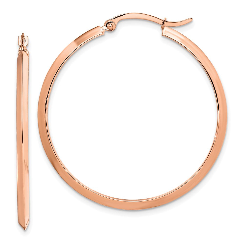 14k Rose Gold 37.75 mm Rose Gold Polished Hoop Earrings (2.28 grams)