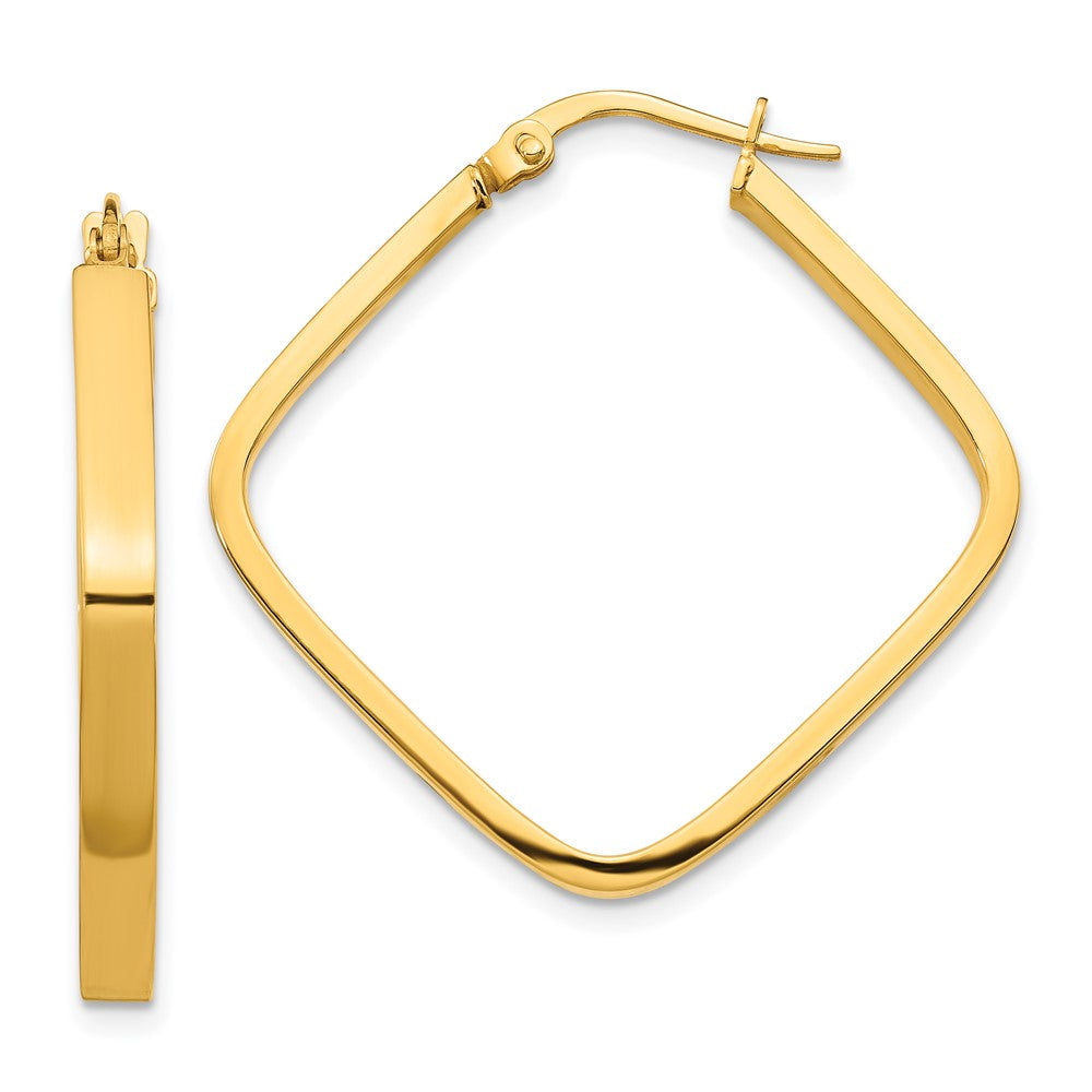 14k Yellow Gold 29.97 mm Square Hoop Earrings (1.97 grams)
