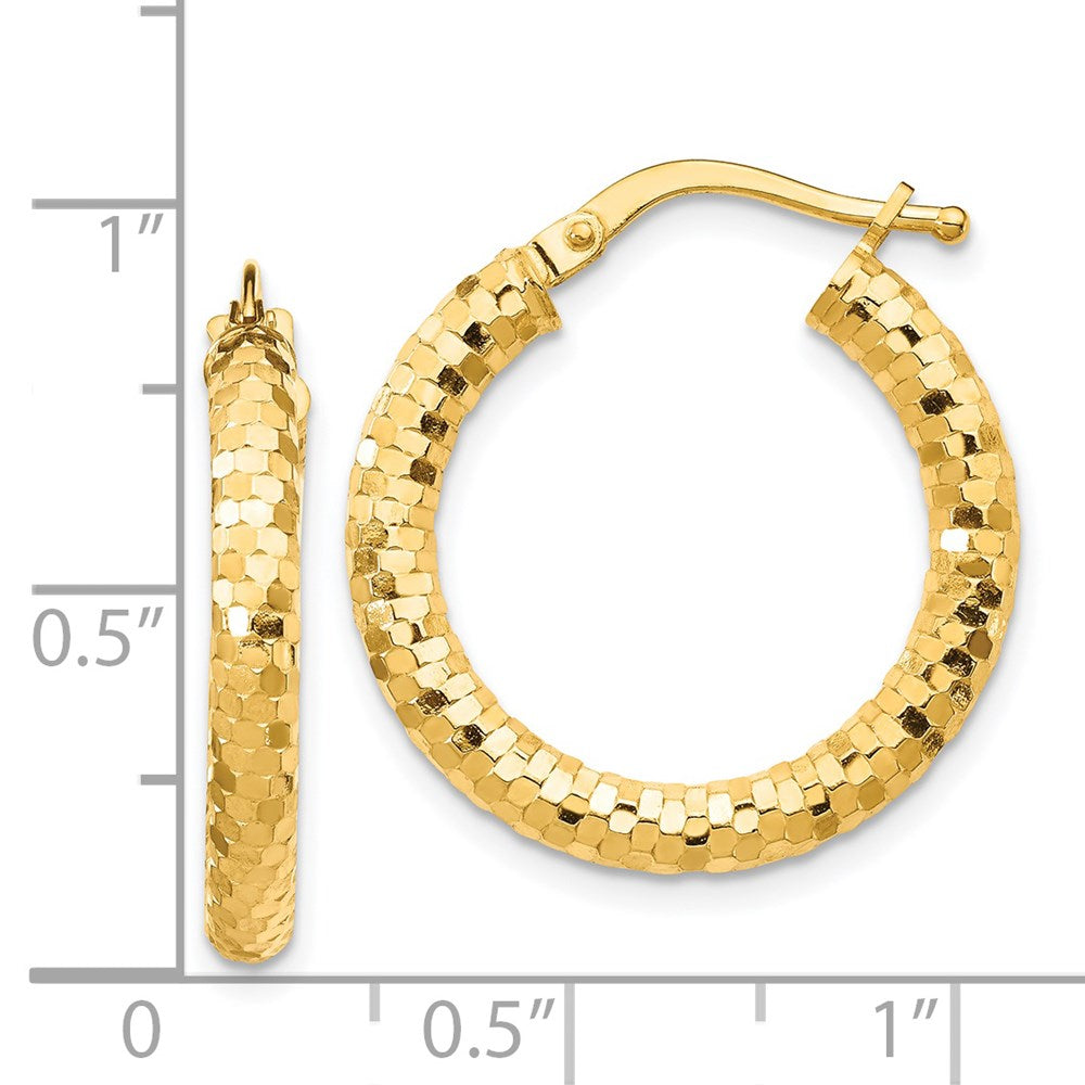 14k Yellow Gold 22 mm Diamond-cut Hoop Earrings (2.06 grams)
