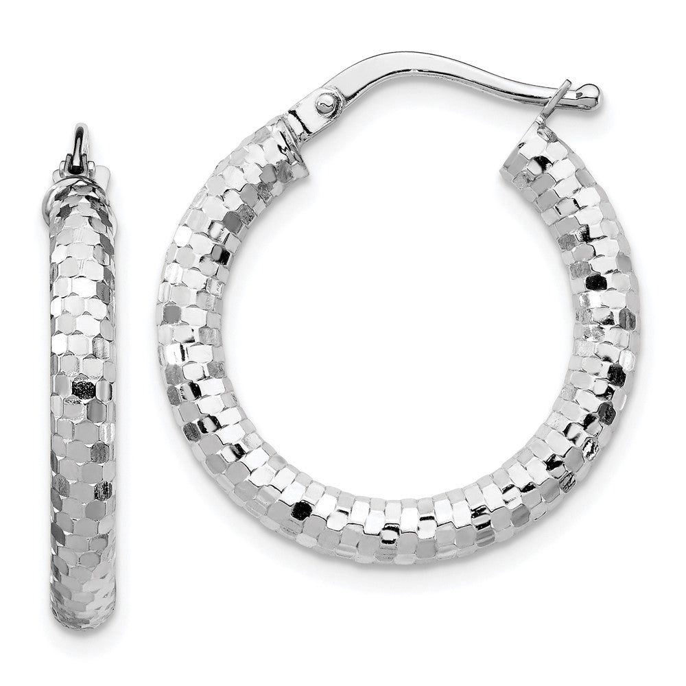 14k White Gold 22 mm Diamond-cut Hoop Earrings (1.99 grams)