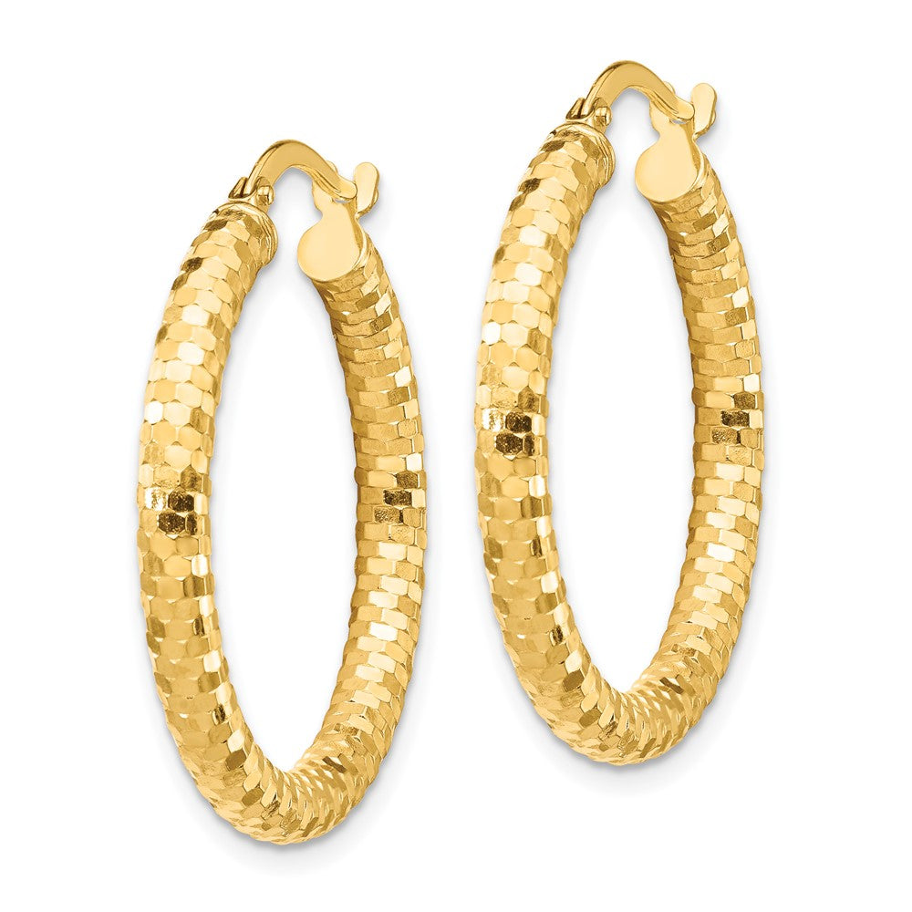 14k Yellow Gold 26.91 mm Diamond-cut Hoop Earrings (2.41 grams)
