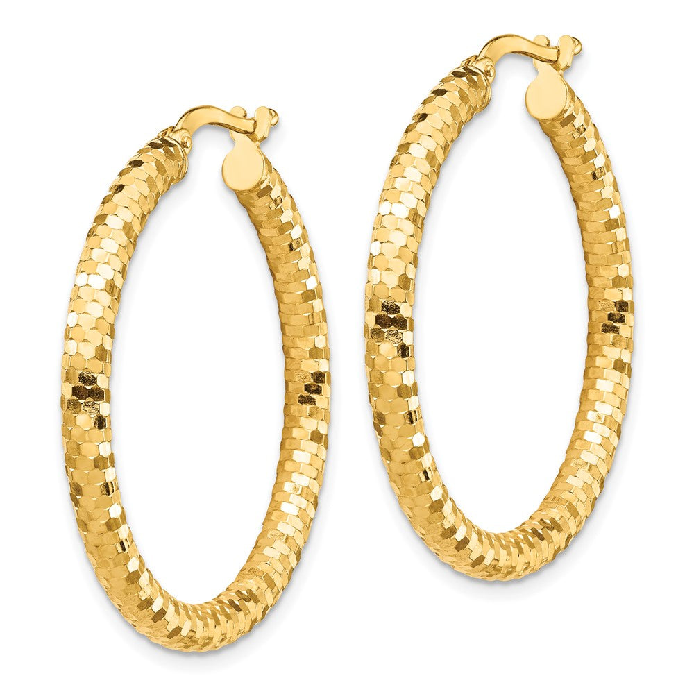 14k Yellow Gold 32 mm Diamond-cut Hoop Earrings (3.07 grams)