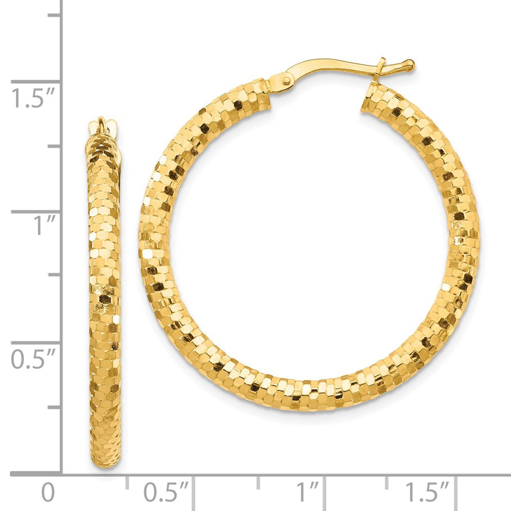 14k Yellow Gold 32 mm Diamond-cut Hoop Earrings (3.07 grams)