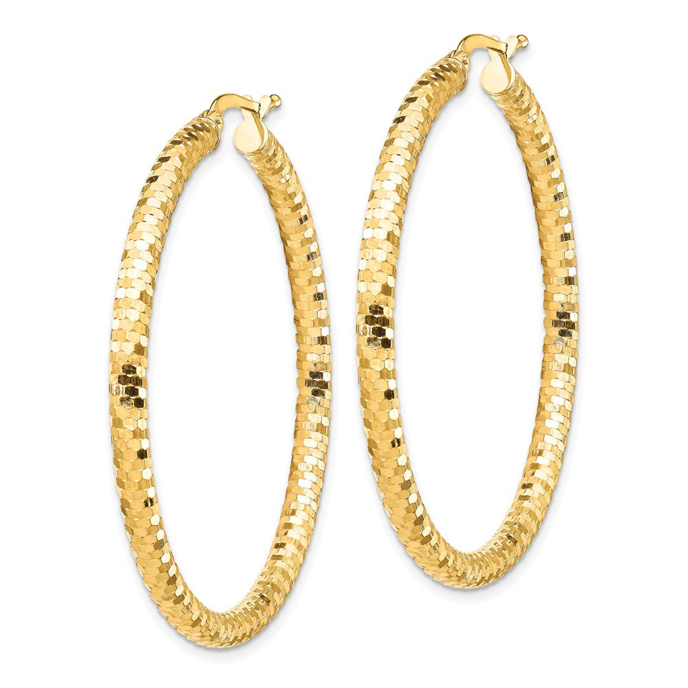 14k Yellow Gold 43.18 mm Diamond-cut Hoop Earrings (4.09 grams)