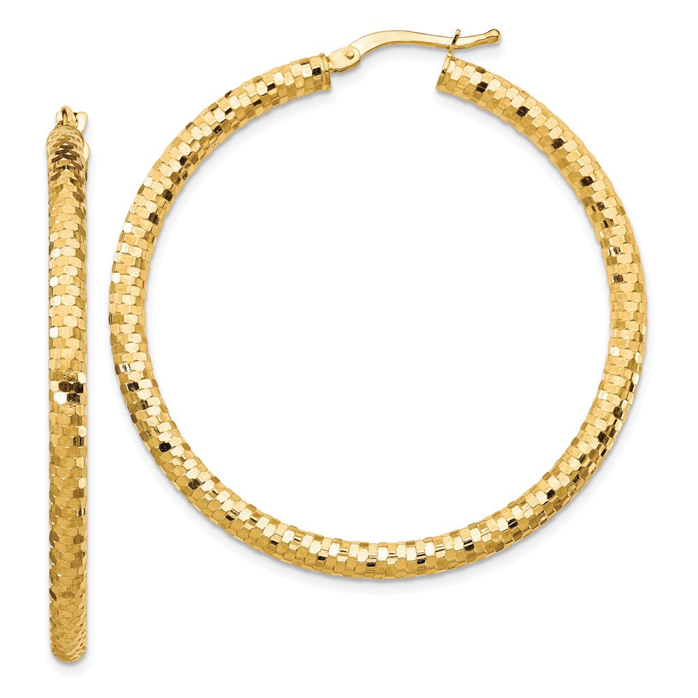 14k Yellow Gold 43.18 mm Diamond-cut Hoop Earrings (4.09 grams)