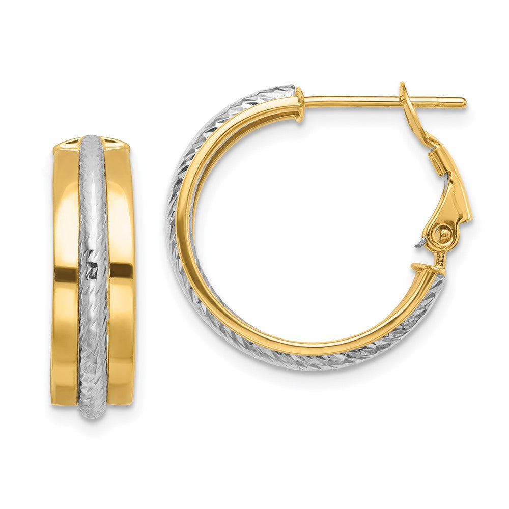 14k Two-tone 20.3 mm Two-tone Polished Diamond-Cut Hoop Earrings (2.57 grams)