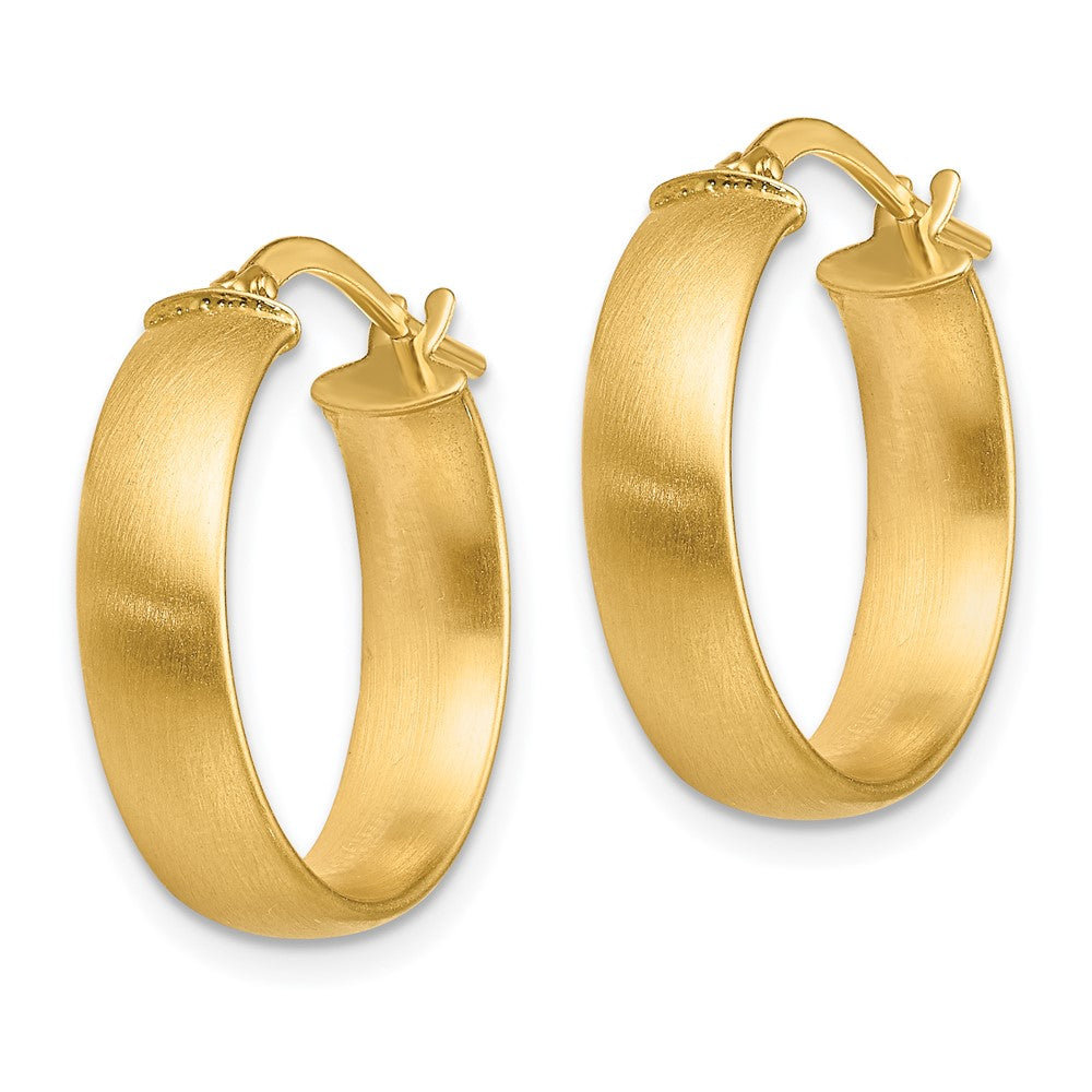 14k Yellow Gold 19.5 mm Satin Hoop Earrings (1.96 grams)