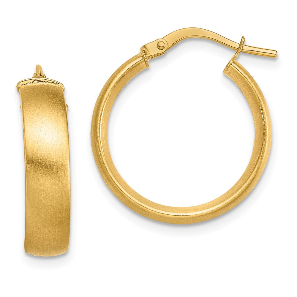 14k Yellow Gold 19.5 mm Satin Hoop Earrings (1.96 grams)
