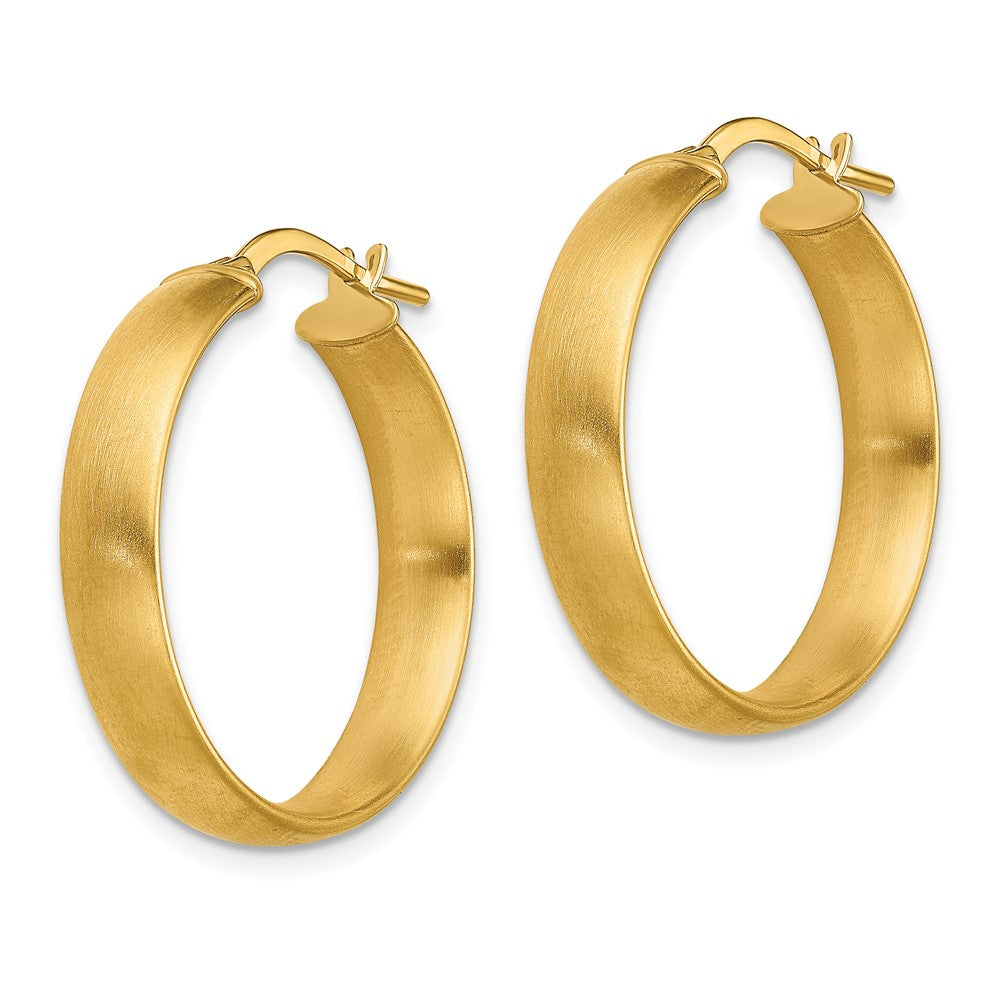 14k Yellow Gold 24.5 mm Satin Hoop Earrings (2.54 grams)