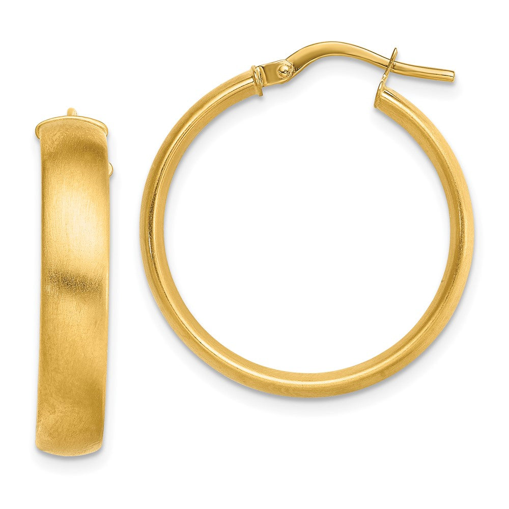 14k Yellow Gold 24.5 mm Satin Hoop Earrings (2.54 grams)
