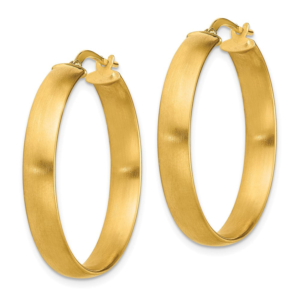 14k Yellow Gold 5 mm Satin Hoop Earrings (3.3 grams)