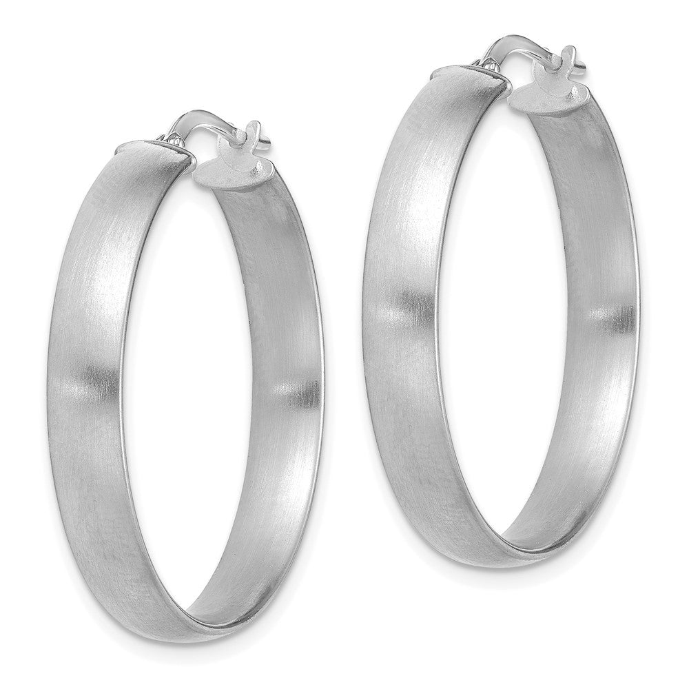 14k White Gold 31 mm Satin Hoop Earrings (3.63 grams)